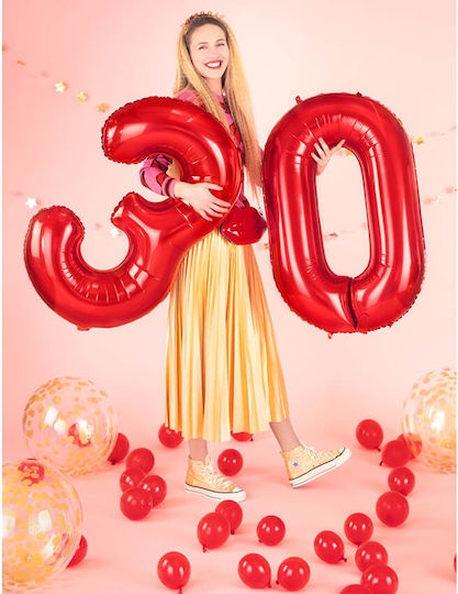 Balloon Foil Jumbo Number 0 Red 86cm