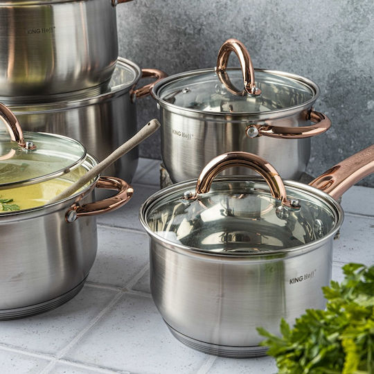 KING Hoff KING Hoff Töpfe Set aus Rostfreiem Stahl Inox / Kupfer mit Antihaftbeschichtung 5 Töpfe