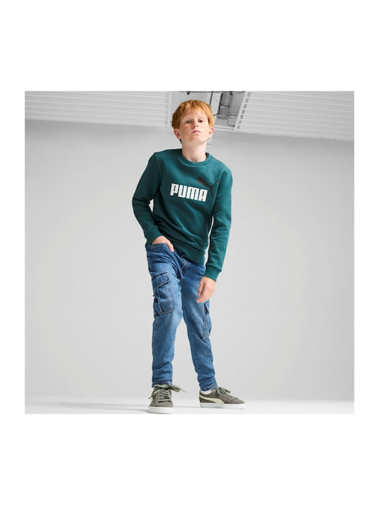 Kinder-Sweatshirt mit Kapuze und Taschen Grün Ess+ 2 Col Big Crew