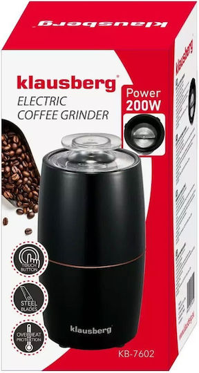 Klausberg Ηλεκτρικός Μύλος Καφέ 200W με Χωρητικότητα 60gr Μαύρος