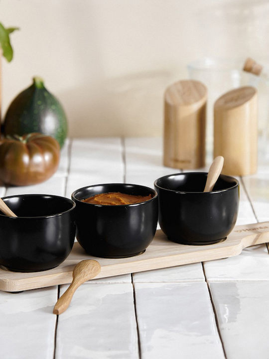 Homla Ceramic Dessert Divided Serving Plate Black Ø8cmxY7.5cm 7x32x7.5cm 3pcs