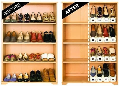Plastic Shoe Storage Organizer Case in White Colour 36x27x22cm 6 Pieces