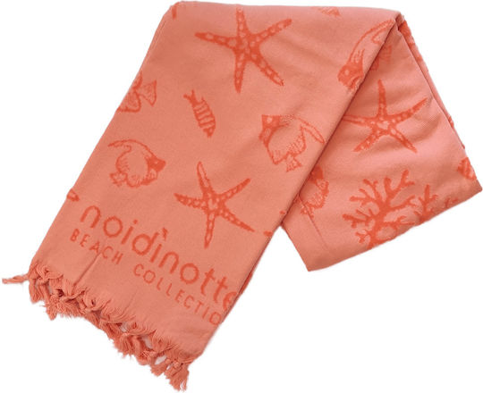 Noidinotte Beach Towel Cotton Orange with Fringes 170x90cm. Fish