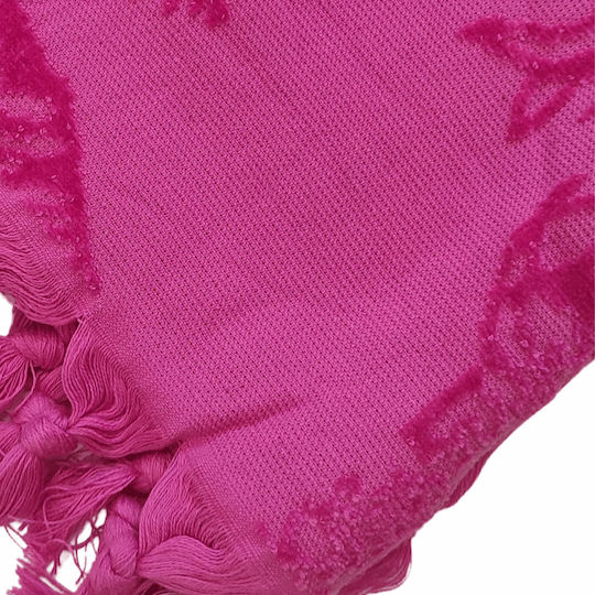 Noidinotte Beach Towel Cotton Fuchsia with Fringes 170x90cm.