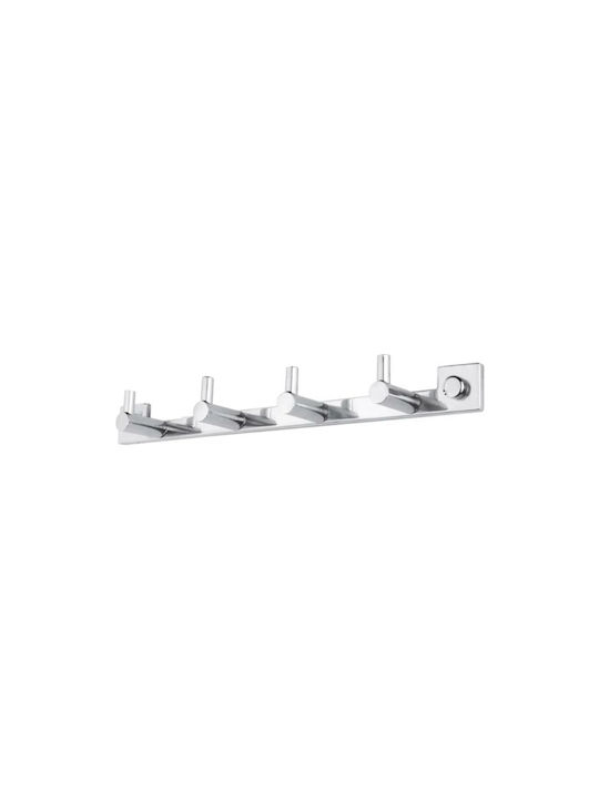 Prima Wall-Mounted Bathroom Hook with 4 Positions Silver