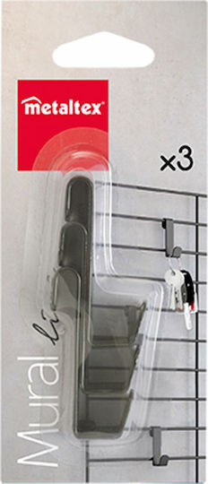 Metaltex 377011 Triple Wall-Mounted Bathroom Hook Silver