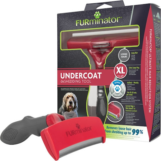 FURminator Undercoat Tool Χτένα XLarge για Μακρύτριχους Σκύλους με Ξυράφι για Απομάκρυνση Τριχών Κόκκινο