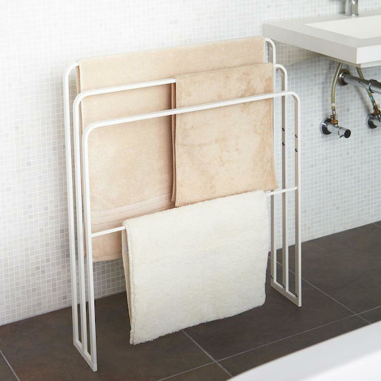Yamazaki Triple Floor Standing Bathroom Freestanding Towel Rack ​70x160cm White