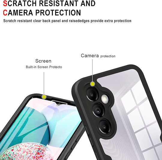 Techsuit Colorverse 360 Silikon Set mit gehärtetem Glas Schwarz (Galaxy A14)