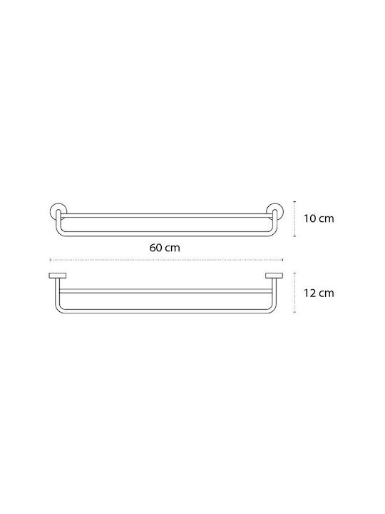 Karag Moderno Ράγα Μπάνιου Διπλή Επιτοίχια με Βίδες Inox Ασημί
