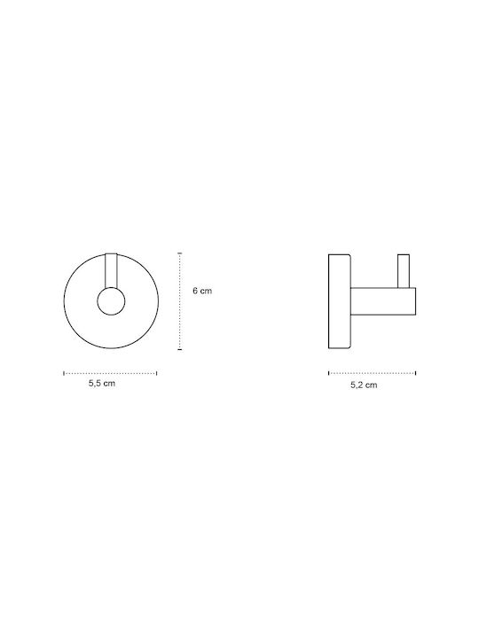 Karag Uno Single Wall-Mounted Bathroom Hook ​5.5x6cm Inox Silver
