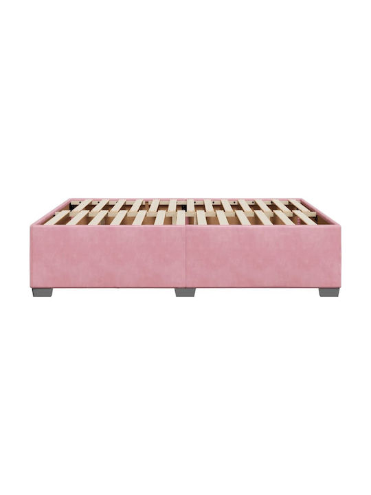 Vidaxl Πλαίσιο Κρεβατιού Ροζ 160x200cm Βελούδινο 1 Τεμ Διπλό Ροζ