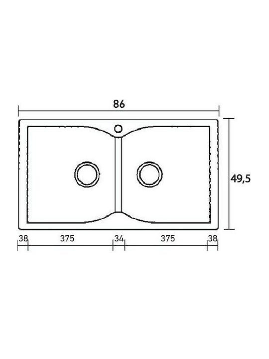 Sanitec Classic Drop-In Sink Synthetic Granite W86xD50cm Granite Black