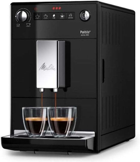 Melitta Purista Series 300 Automatic Espresso Coffee Machine 1450W Power 15bar Pressure with Grinding Burrs Black F23/0-102
