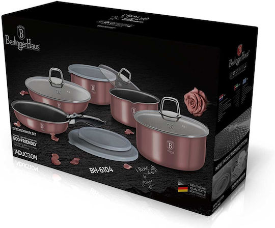 Berlinger Haus i-Rose Collection Σετ Μαγειρικά Σκεύη από Αλουμίνιο Ροζ με Επίστρωση από Πέτρα 5τμχ
