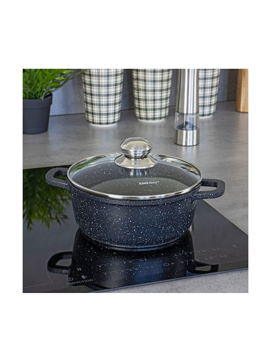 KING Hoff KING Hoff Aluminum Pots Set with Marble Interior Coating and Stone Finish 3 Pieces