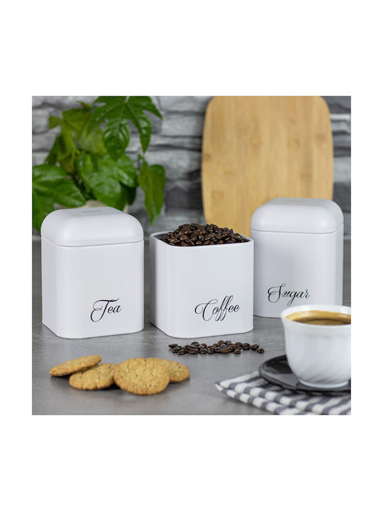 Klausberg Sugar Coffee Tea Jar with Lid Stainless Steel White 11.5x11.5x15cm 1 Piece