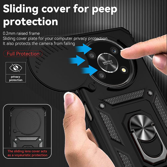 Techsuit Camshield Series Umschlag Rückseite Silikon / Kunststoff Schwarz (Honor Magic6 Lite)