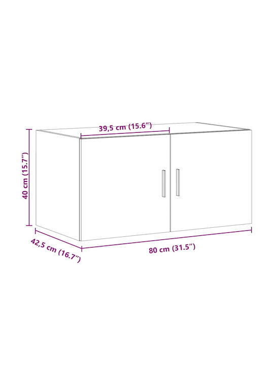 Wand Wohnzimmer Schrank aus Spanplatte Grau 80x42.5x40cm
