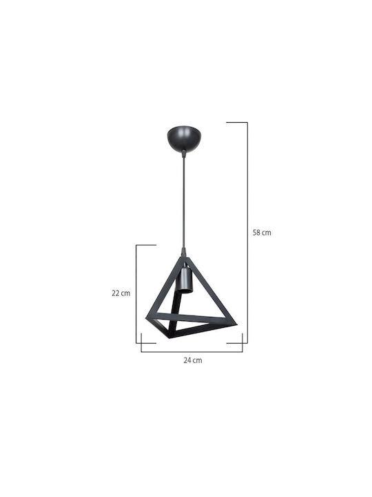 Pakketo Lesly Κρεμαστό Φωτιστικό Μαύρο 24x24x22εκ.