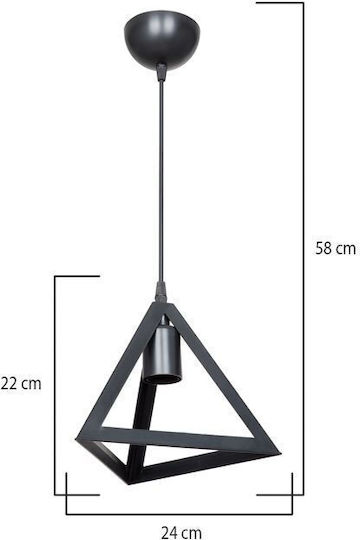 Pakketo Lesly Κρεμαστό Φωτιστικό Μαύρο 24x24x22εκ.