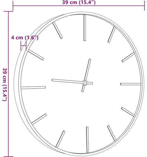 vidaXL Silent Ceas de Perete Lemn Maro Ø39cm
