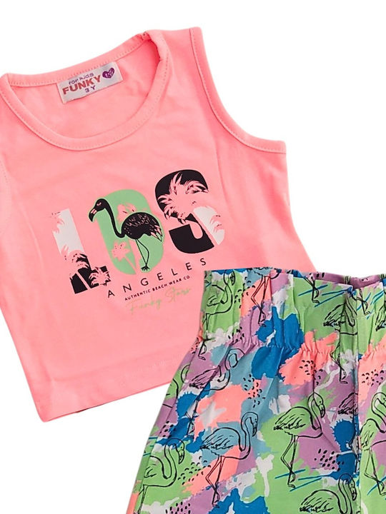 Funky Kinder Set mit Shorts Sommer 2Stück Rosa