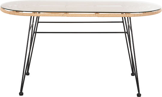 Маса Стабилна Метален със Стъклена Повърхност Allegra Beige, Black 100x45x51бр