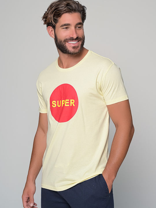 Van Hipster Bărbați T-shirt Sportiv cu Mânecă Scurtă Galben