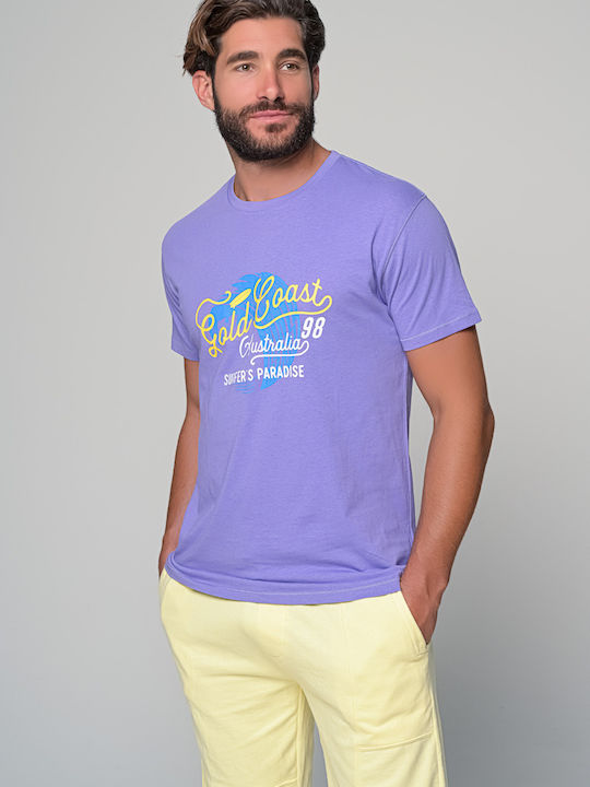 Van Hipster Bărbați T-shirt Sportiv cu Mânecă Scurtă Violet