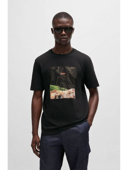 Hugo Boss T-shirt Bărbătesc cu Mânecă Scurtă Negru