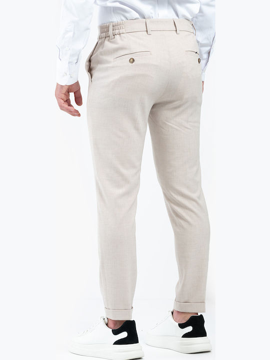 Trousers Elastic in Slim Fit Beige