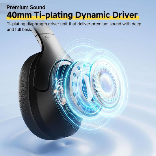 QCY H3 Lite ANC Ασύρματα / Ενσύρματα Over Ear Ακουστικά με 60 ώρες Λειτουργίας και Quick Charge Μαύρα