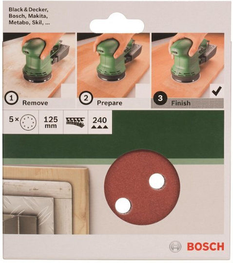 Bosch Foaie de șlefuire pentru șlefuitor excentric K240 125mmx125mm Set 5buc