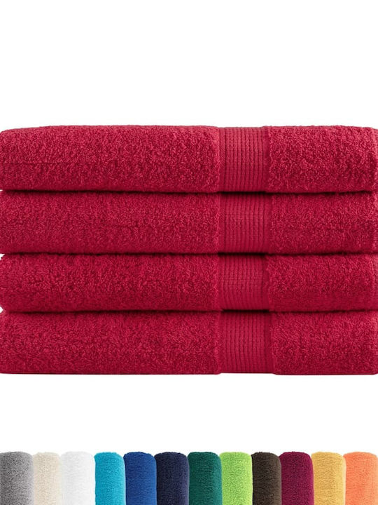 vidaXL Bath Towel 80x200cm Red 4 Pieces Weight 600gsm