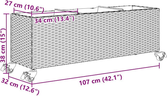 vidaXL Garden Planter Box Plastic Black 107x32x38cm.