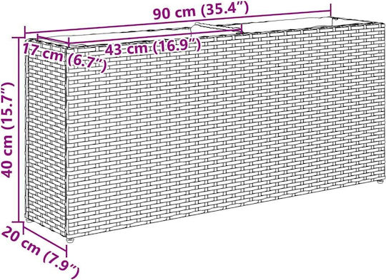 vidaXL Zardiniere Plas­tice Negre 90x20x40cm