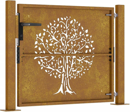 vidaXL Metal Fence Gate in Brown Color 80cm x 1.05m