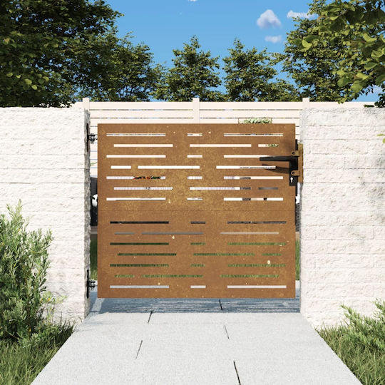 vidaXL Metal Fence Gate in Brown Color 75x85cm