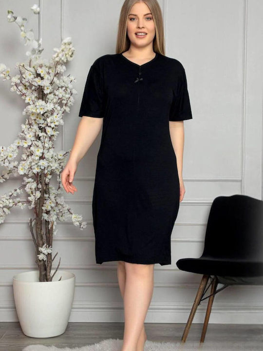 Asel Sommer Damen Nachthemd Schwarz