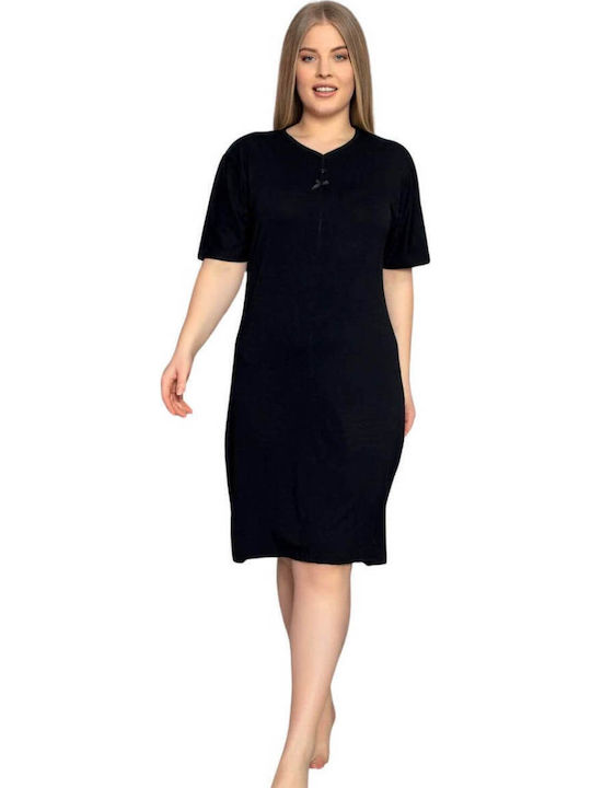 Asel Sommer Damen Nachthemd Schwarz