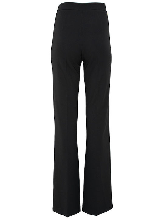 Elisabetta Franchi Women's High-waisted Crepe Trousers in Palazzo Fit Black