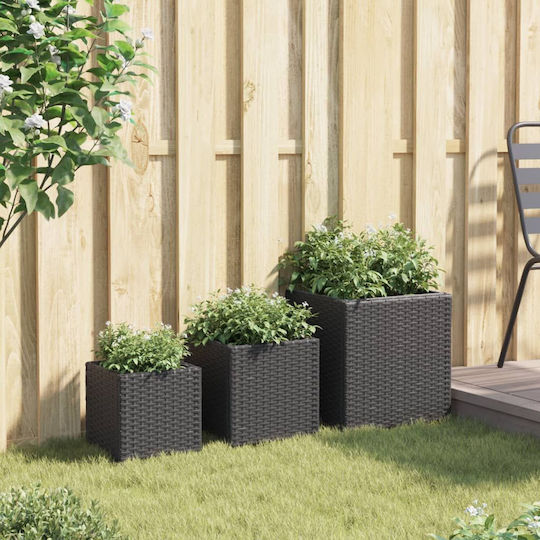 vidaXL Garden Set 3 Planters Plastic Black