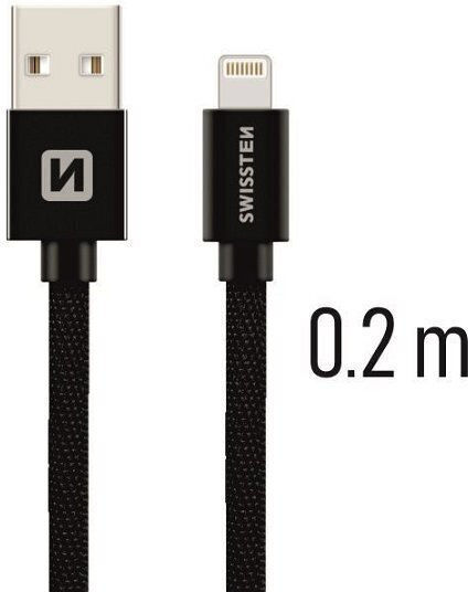 Swissten USB-A zu Lightning Kabel Silber 0.2m