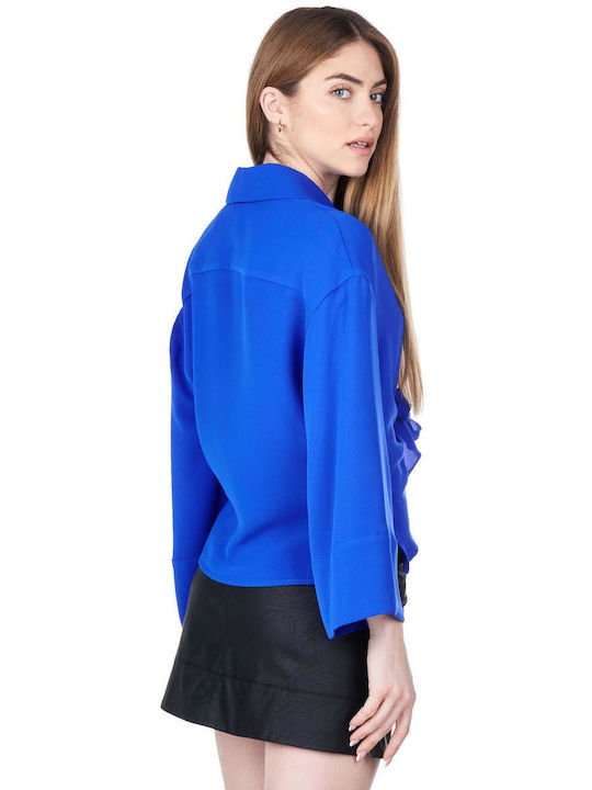 Access Damen Bluse Langärmelig Blau