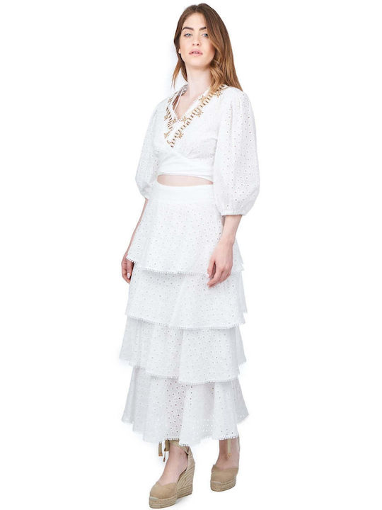 Women's Blouse with Lace White