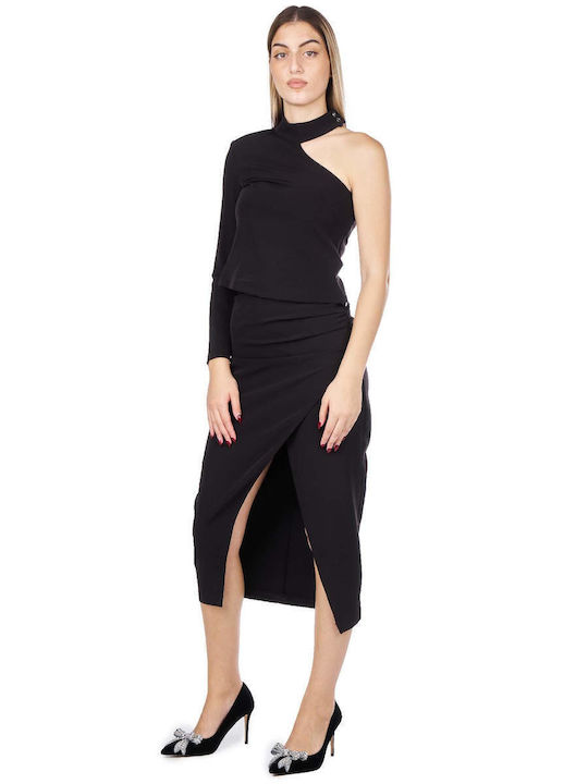 Women's Blouse Off-Shoulder with One Shoulder Black