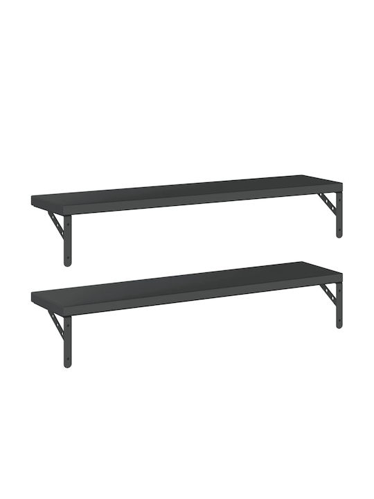 Black Wall Shelves (2 Pieces) 100x23.5cm