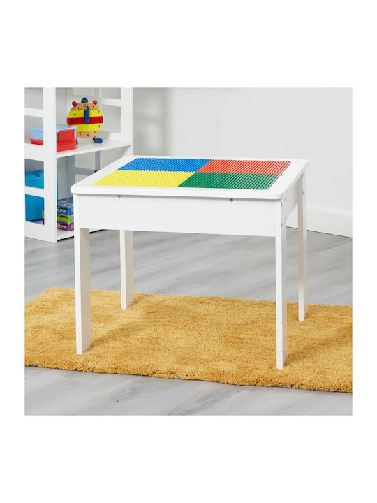 Kids Table and Chairs Set made of Wood White