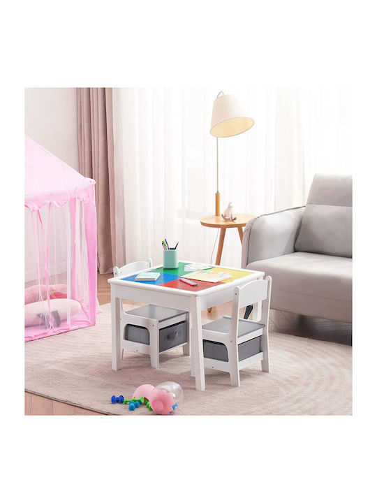 Kids Table and Chairs Set made of Wood White